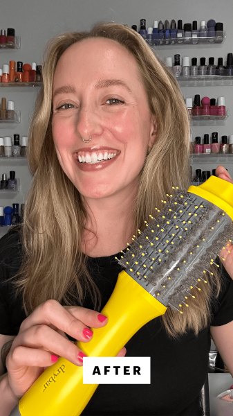 McGrath after using Drybar's The Double Shot BlowDrying Brush.